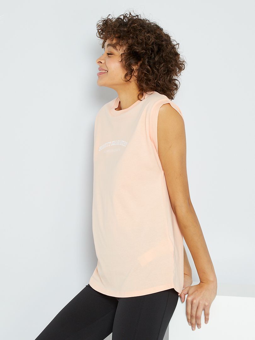 T-shirt long avec broderie rose - Kiabi