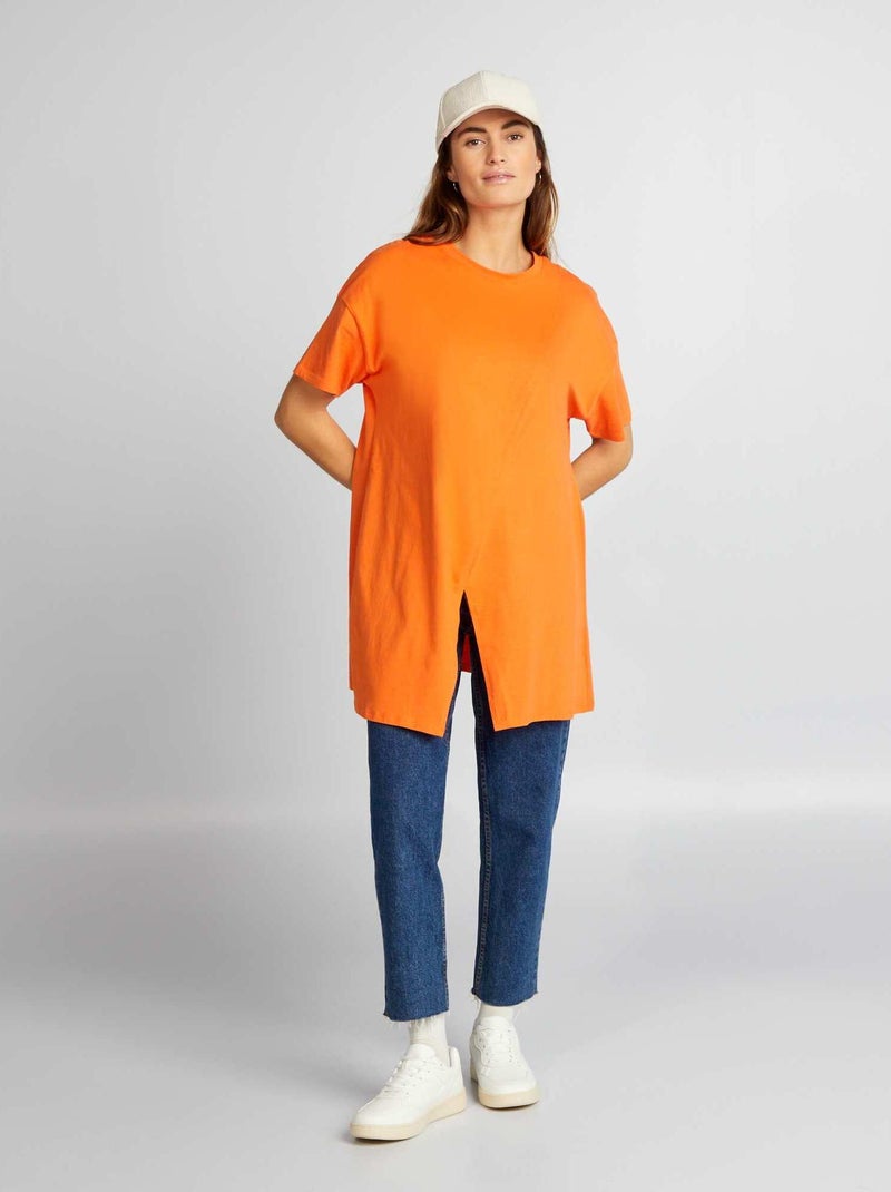 T-shirt long en jersey Orange - Kiabi