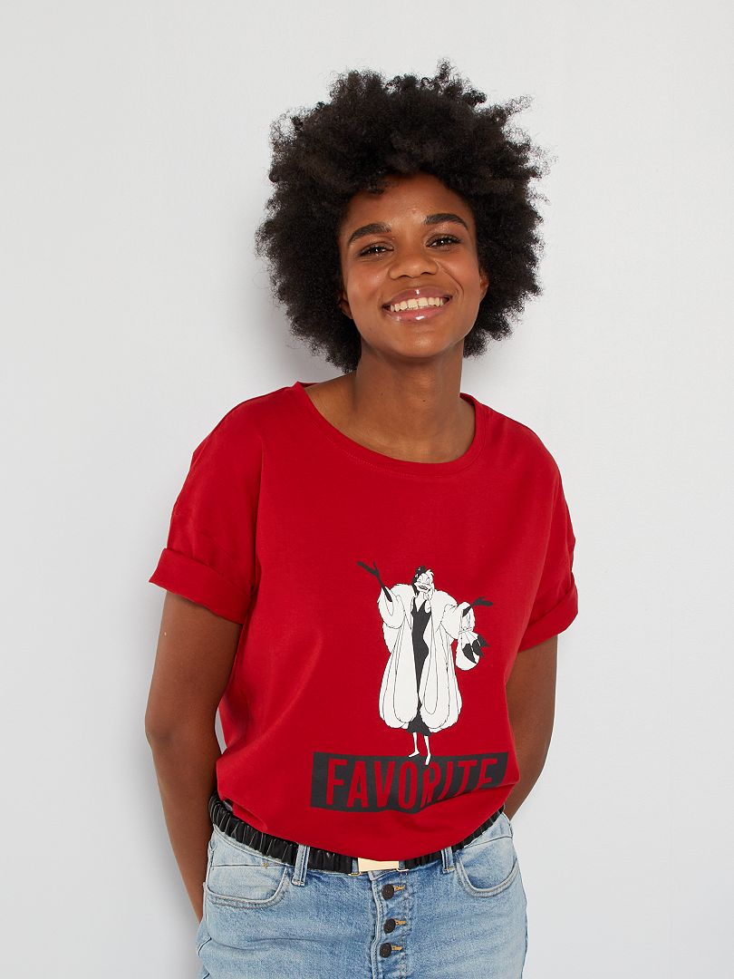 T-shirt loose 'Cruella' rouge - Kiabi