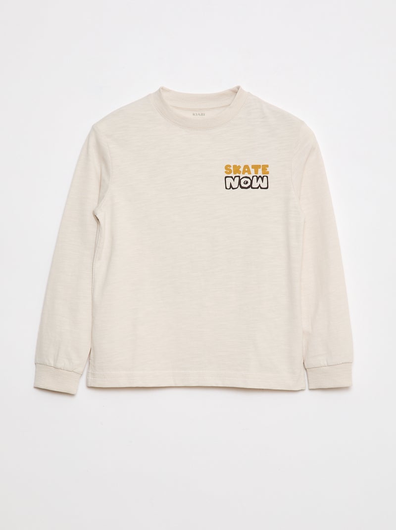 T-shirt loose imprimé skate Ecru - Kiabi