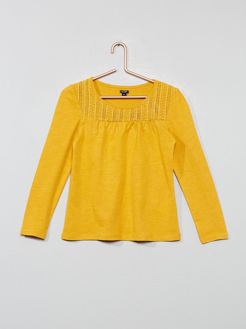 T-shirt macramé jaune - Kiabi
