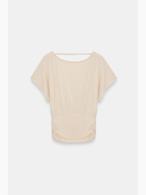 T-shirt maille détails ajourés col rond manches courtes dilvin - Kiabi