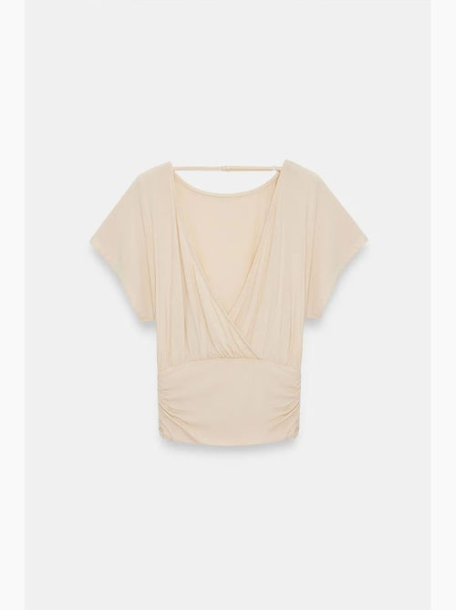T-shirt maille détails ajourés col rond manches courtes dilvin - Kiabi