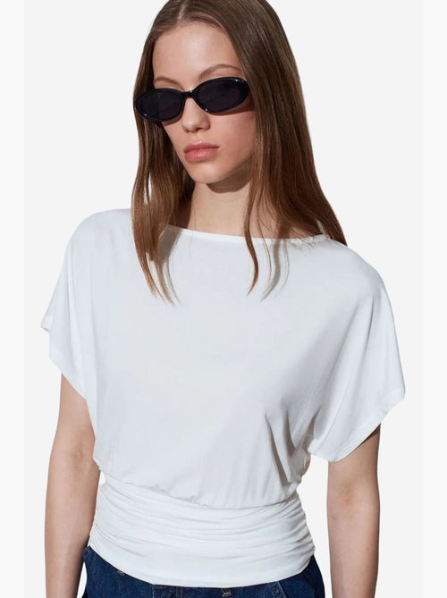 T-shirt maille détails ajourés col rond manches courtes dilvin - Kiabi