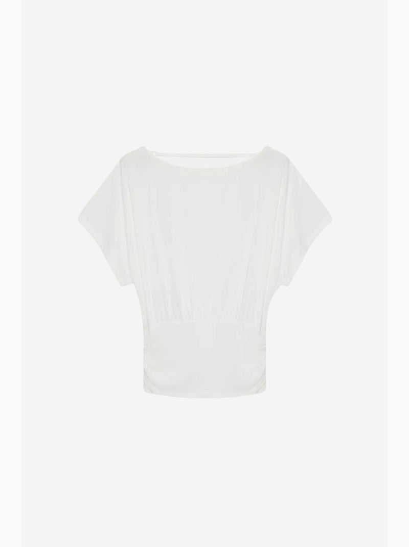T-shirt maille détails ajourés col rond manches courtes dilvin Blanc - Kiabi