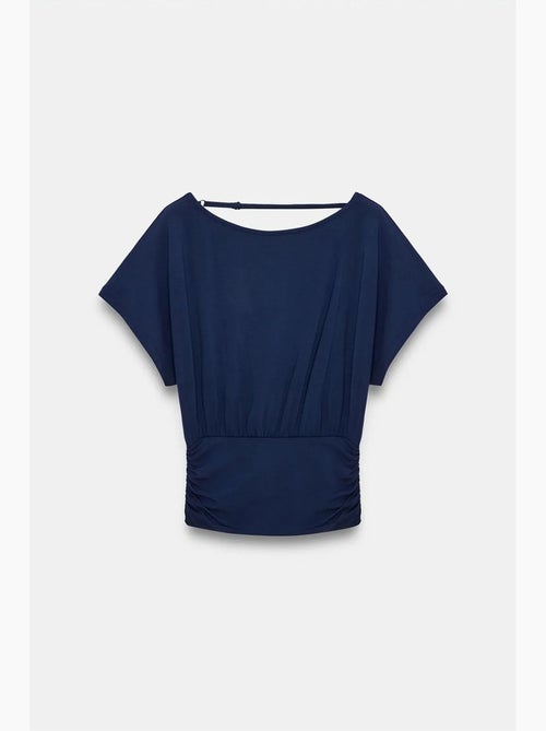 T-shirt maille détails ajourés col rond manches courtes dilvin - Kiabi