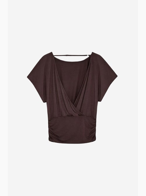 T-shirt maille détails ajourés col rond manches courtes dilvin - Kiabi