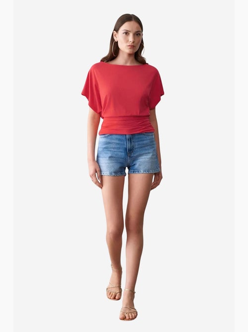 T-shirt maille détails ajourés col rond manches courtes dilvin - Kiabi