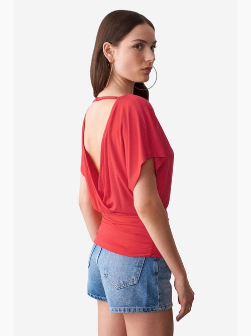 T-shirt maille détails ajourés col rond manches courtes dilvin - Kiabi