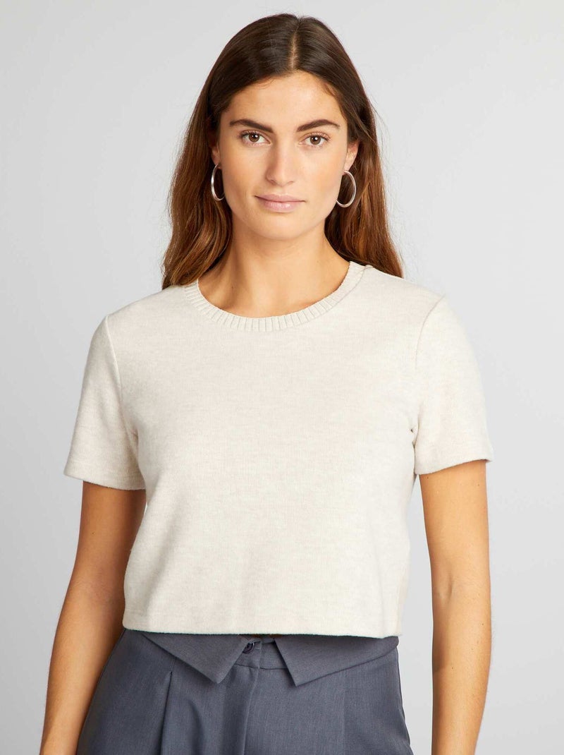 T-shirt maille doudou écru - Kiabi