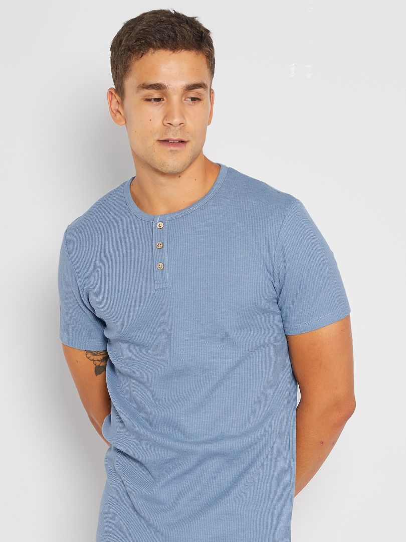 T-shirt  maille piquée bleu clair - Kiabi