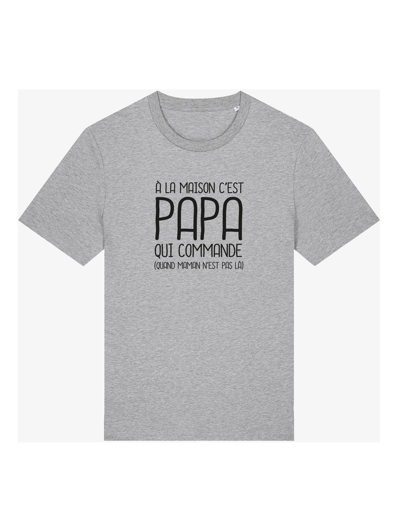 T-shirt Man - A LA MAISON C'EST PAPA QUI COMMANDE 2 WAF Gemêleerd grijs - Kiabi