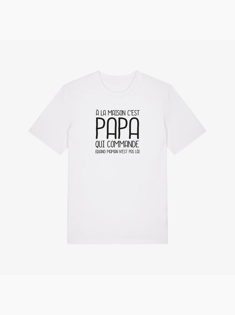 T-shirt Man - A LA MAISON C'EST PAPA QUI COMMANDE 2 WAF Wit - Kiabi