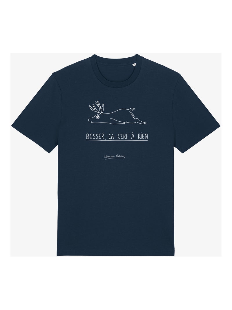 T-shirt Man - BOSSER CA SERT A RIEN Marineblauw - Kiabi