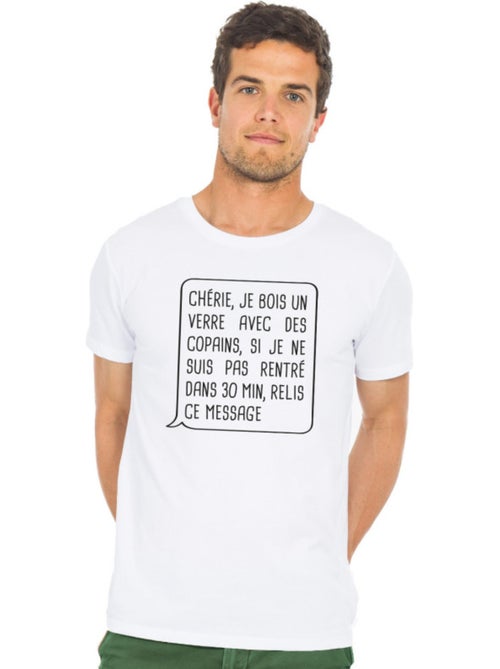 T-shirt Man - CHÉRIE, JE BOIS UN VERRE AVEC DES COPAINS - Kiabi