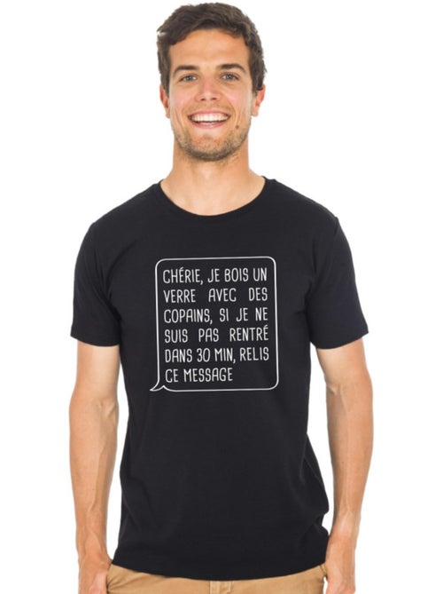 T-shirt Man - CHÉRIE, JE BOIS UN VERRE AVEC DES COPAINS - Kiabi