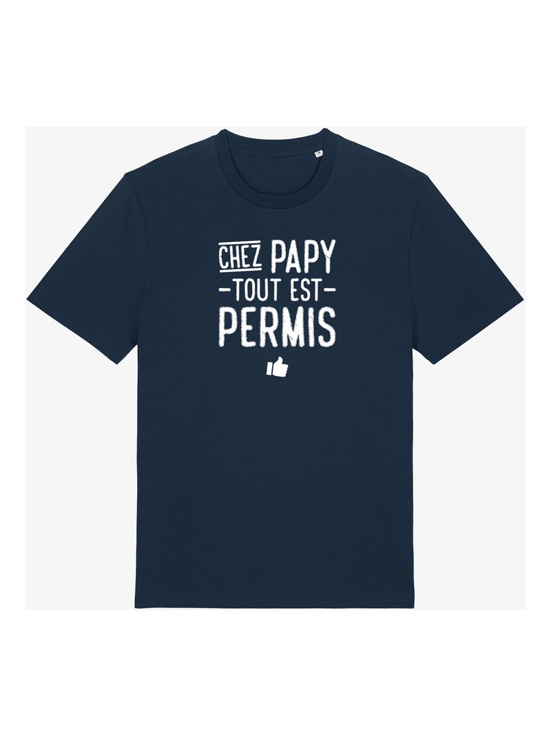 T-shirt Man - CHEZ PAPY TOUT EST PERMIS Marineblauw - Kiabi