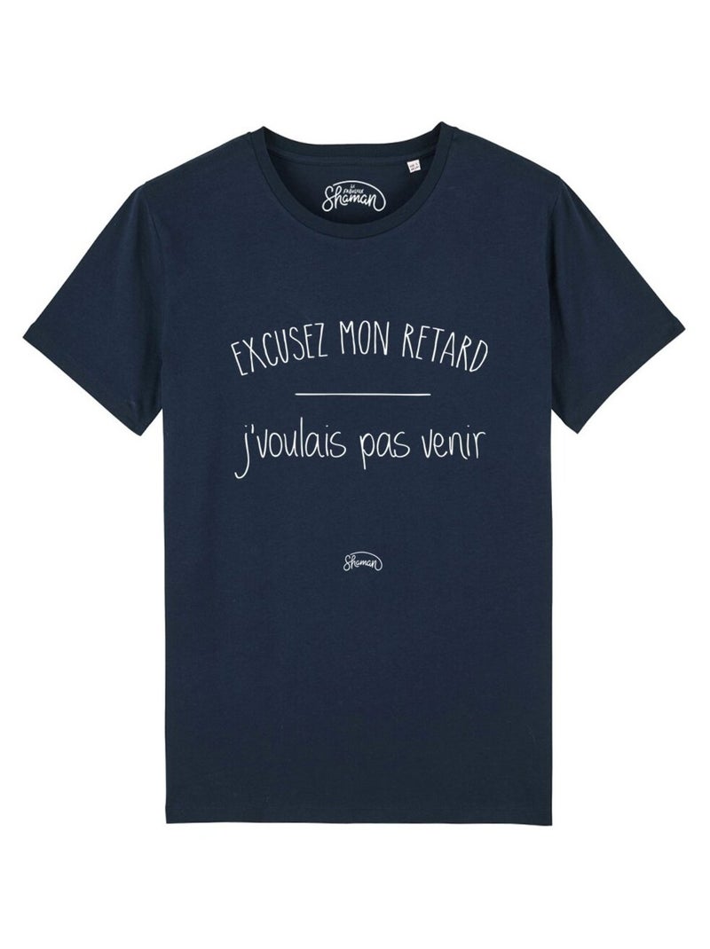 T-shirt Man - EXCUSEZ MON RETARD J'VOULAIS PAS VENIR Marineblauw - Kiabi