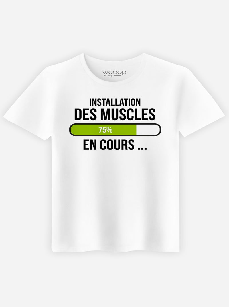 T-shirt Man - INSTALLATION DES MUSCLES EN COURS Wit - Kiabi