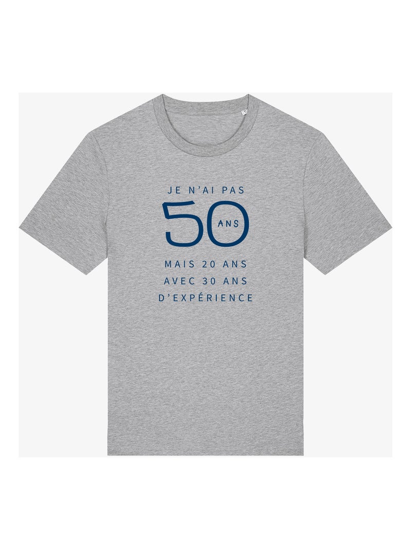 T-shirt Man - JE N'AI PAS 50 ANS MAIS 20 ANS AVEC 30 ANS D'EXPERIENCE WAF Gemêleerd grijs - Kiabi
