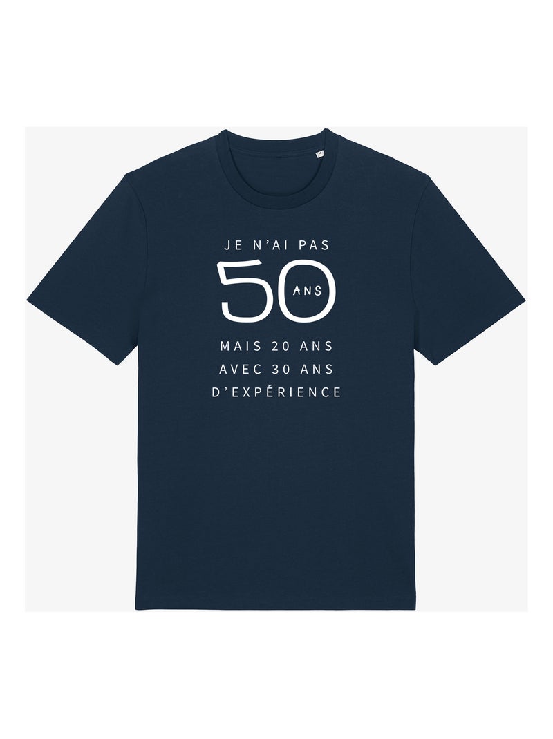 T-shirt Man - JE N'AI PAS 50 ANS MAIS 20 ANS AVEC 30 ANS D'EXPERIENCE WAF Marineblauw - Kiabi