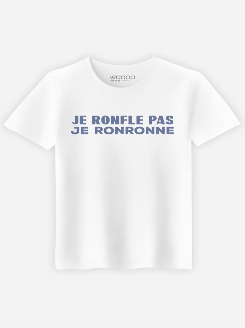 T-shirt Man - JE NE RONFLE PAS JE RONRONNE Wit - Kiabi