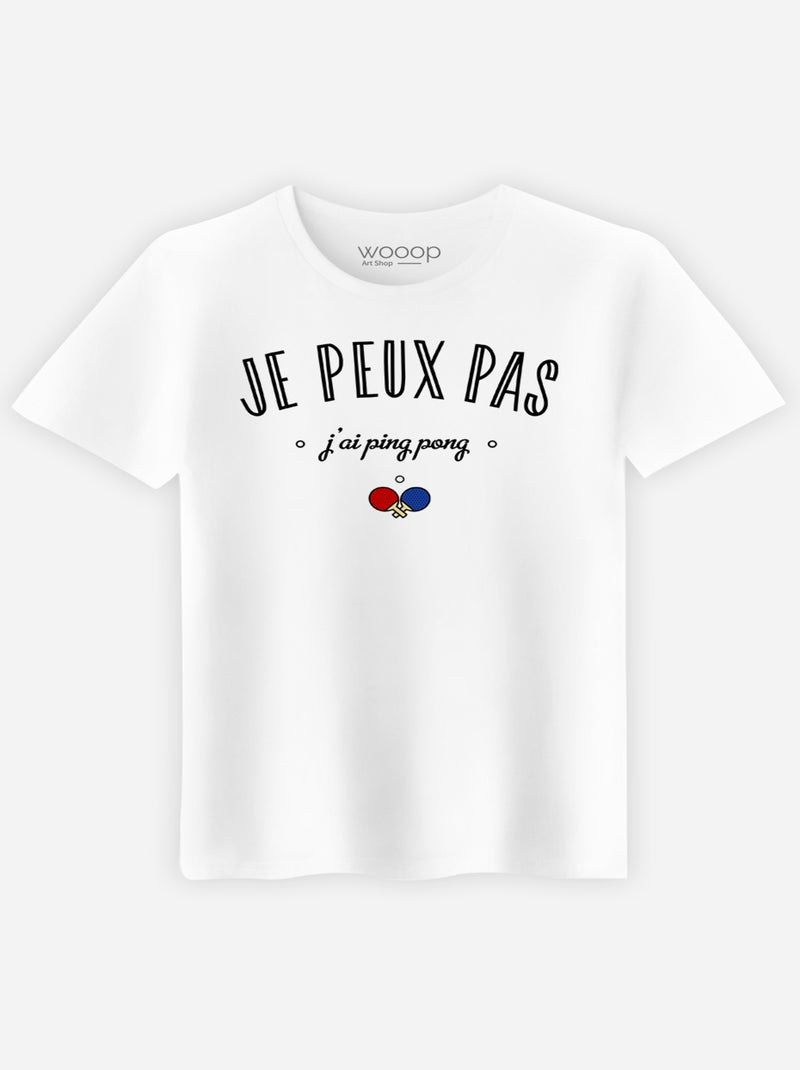 T-shirt Man - JE PEUX PAS J'AI PING PONG Wit - Kiabi