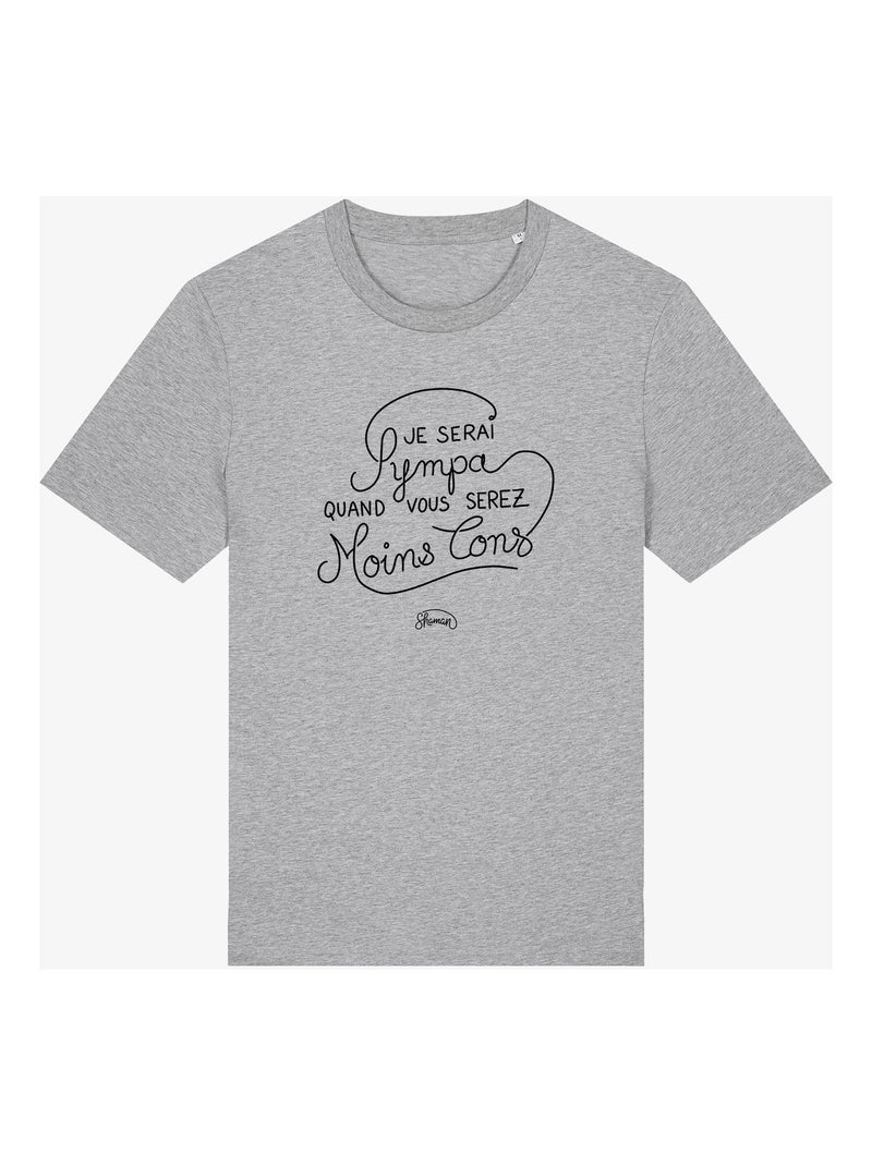 T-shirt Man - JE SERAI SYMPA QUAND VOUS SEREZ MOINS CON Gemêleerd grijs - Kiabi