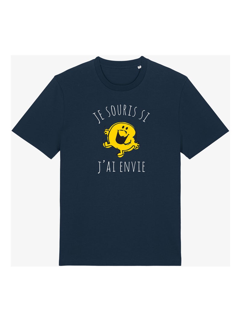 T-shirt Man - JE SOURIS SI J'AI ENVIE Marineblauw - Kiabi