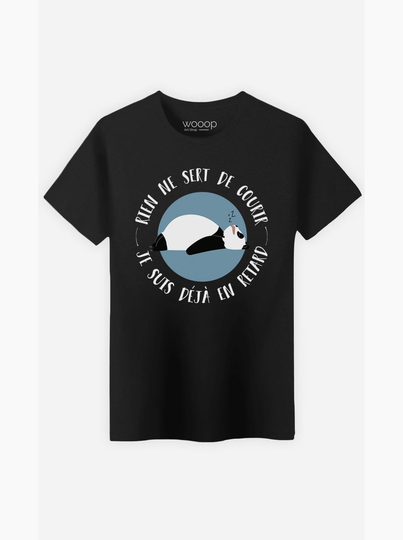 T-shirt Man - JE SUIS DEJA EN RETARD Zwart - Kiabi
