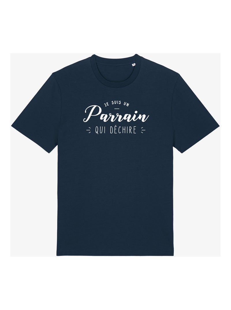 T-shirt Man - JE SUIS UN PARRAIN QUI DÉCHIRE Marineblauw - Kiabi