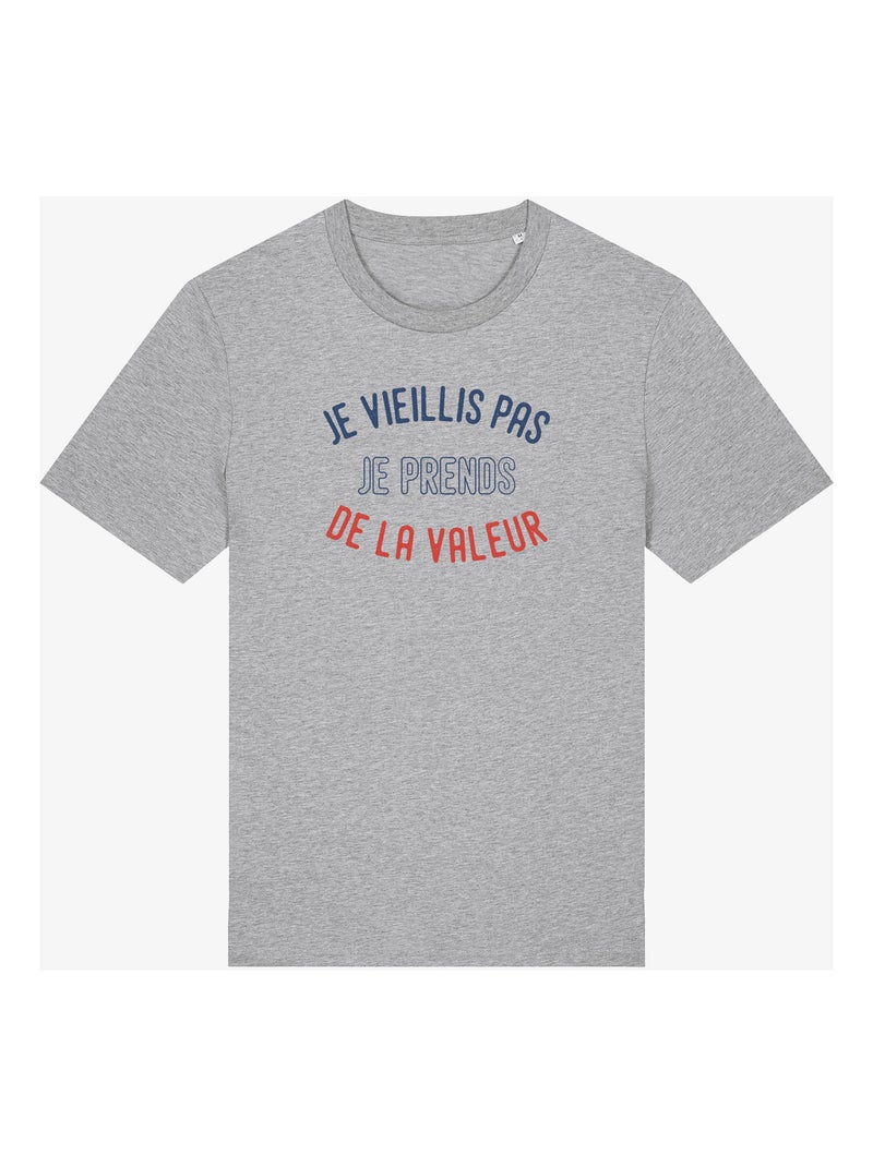 T-shirt Man - JE VIEILLIS PAS JE PRENDS DE LA VALEUR ENKR Gemêleerd grijs - Kiabi