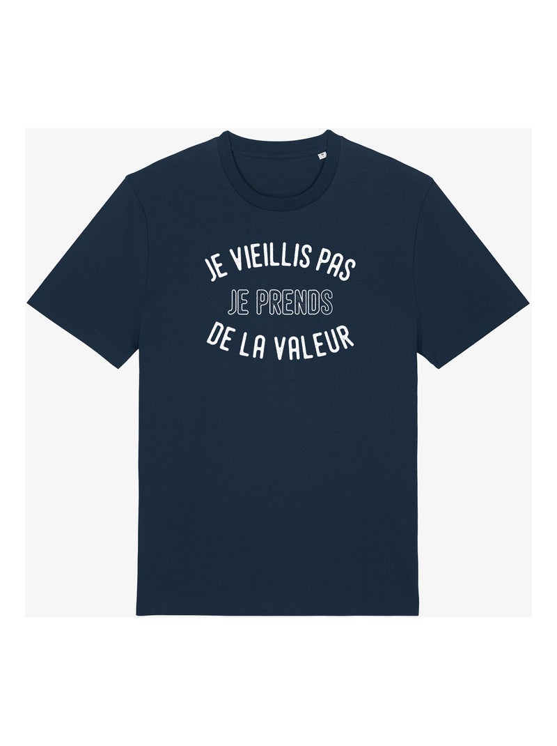 T-shirt Man - JE VIEILLIS PAS JE PRENDS DE LA VALEUR ENKR Marineblauw - Kiabi