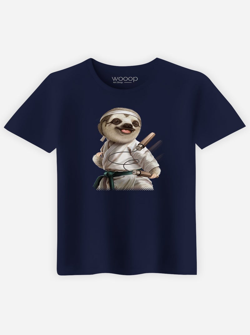 T-shirt Man - KARATE SLOTH Marineblauw - Kiabi