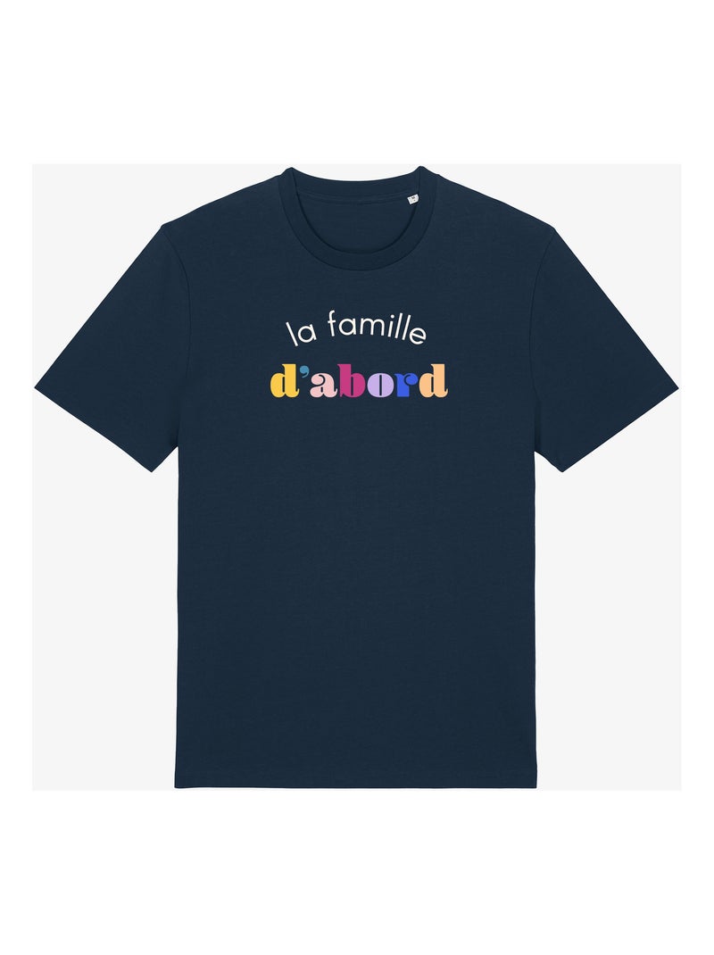 T-shirt Man - LA FAMILLE D'ABORD Marineblauw - Kiabi