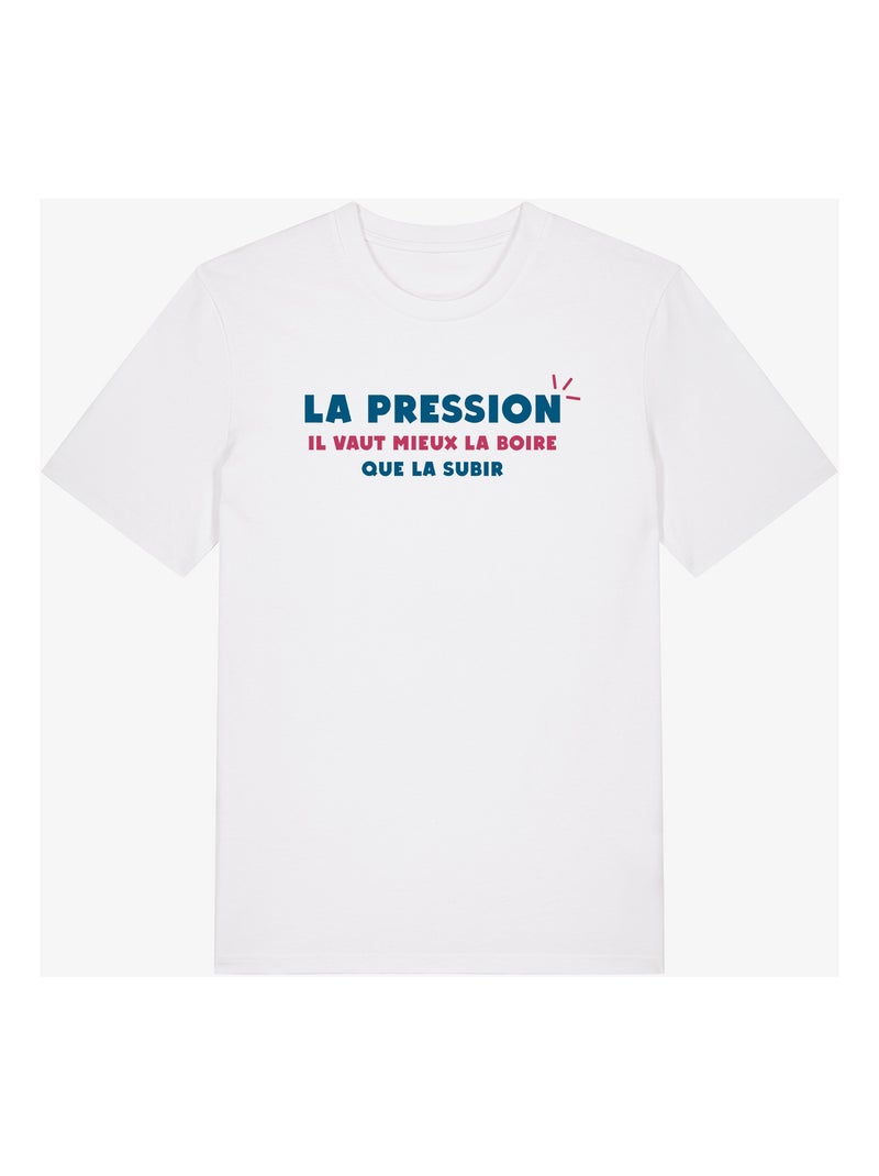 T-shirt Man - LA PRESSION IL VAUT MIEUX LA BOIRE QUE LA SUBIR Wit - Kiabi