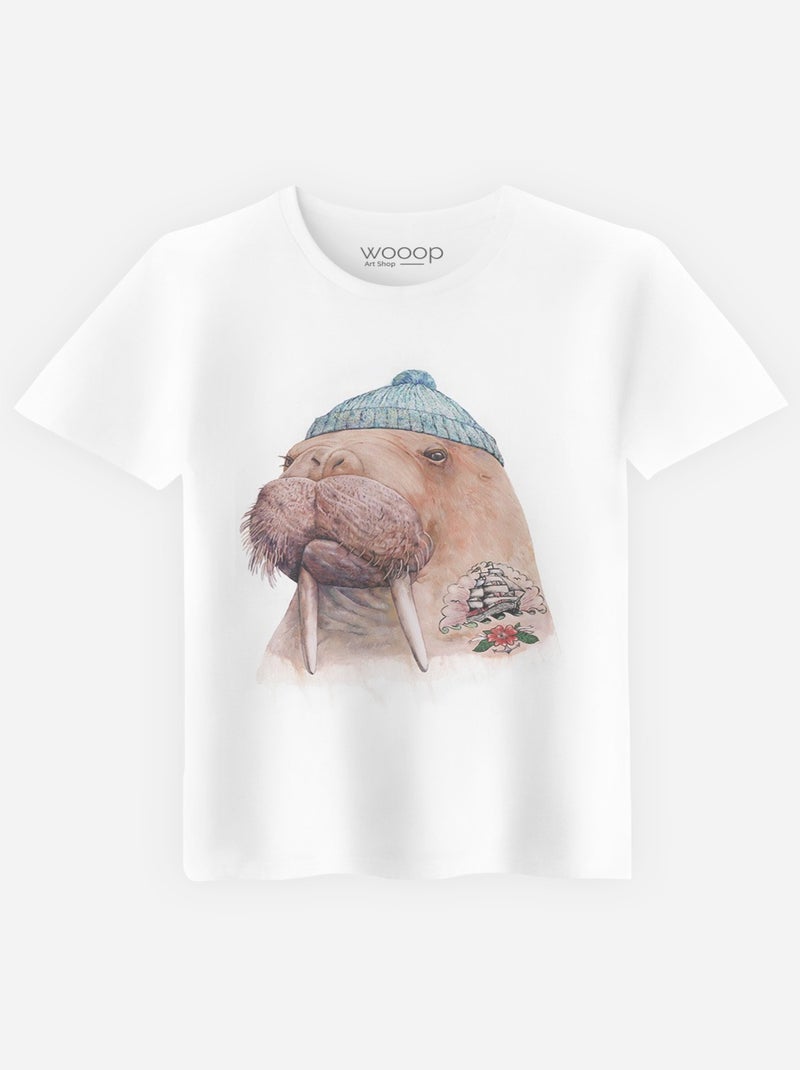 T-shirt Man - TATTOOED WALRUS Wit - Kiabi