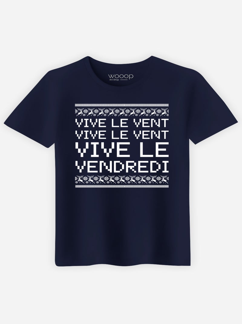 T-shirt Man - VIVE LE VENT VIVE LE VENDREDI Marineblauw - Kiabi