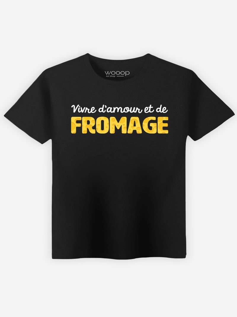 T-shirt Man - VIVRE D'AMOUR ET DE FROMAGE Zwart - Kiabi