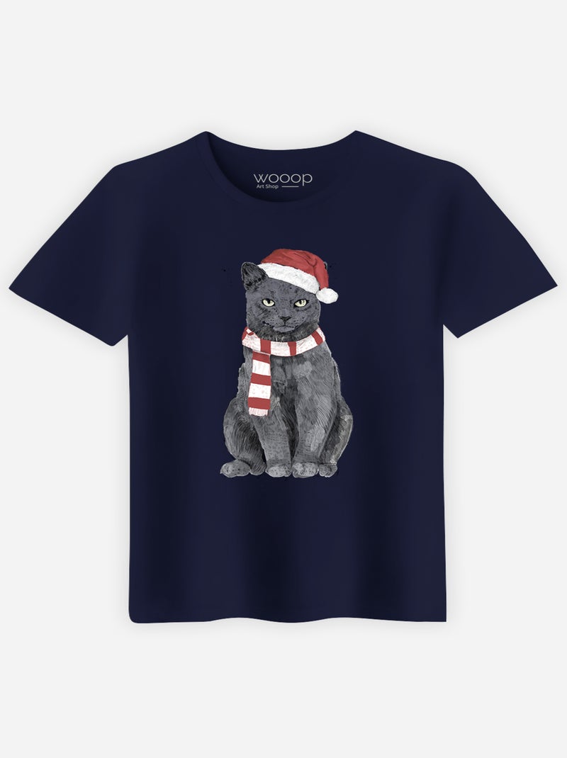 T-shirt Man - XMAS CAT Marineblauw - Kiabi