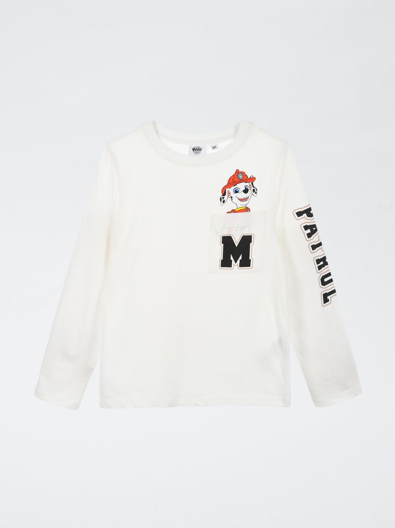 T-shirt manche longue 'Suncity' 'Pat patrouille' en coton Blanc - Kiabi