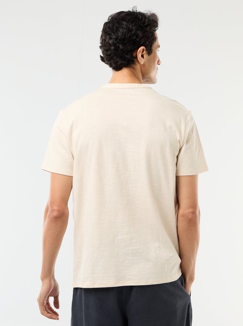 T-shirt manches courtes à col tunisien - Kiabi