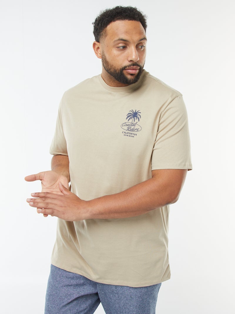 T-shirt manches courtes à motif Beige - Kiabi