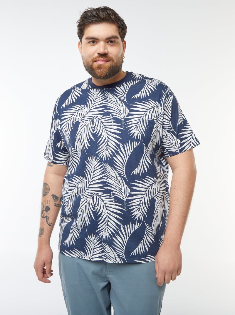 T-shirt manches courtes à motif Bleu - Kiabi
