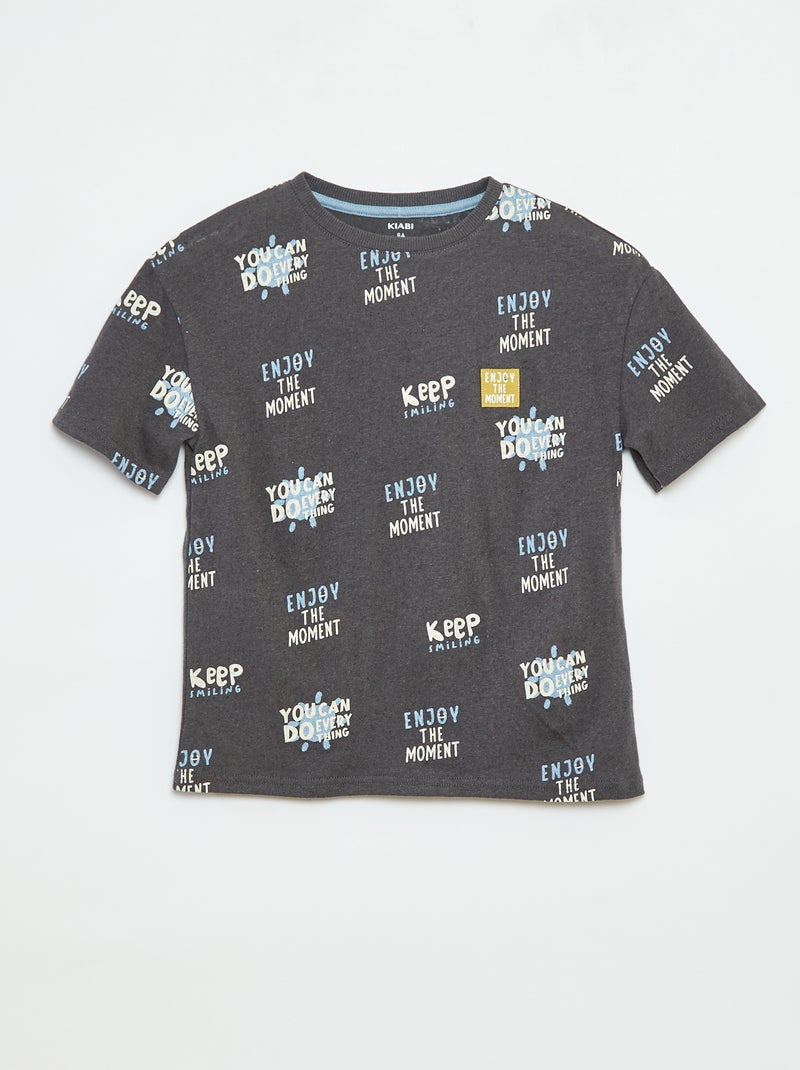 T-shirt manches courtes à motif Noir - Kiabi