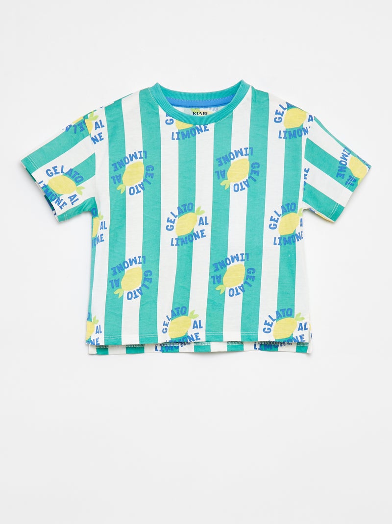 T-shirt manches courtes à motif VERT - Kiabi