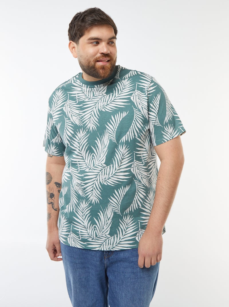 T-shirt manches courtes à motif Vert - Kiabi