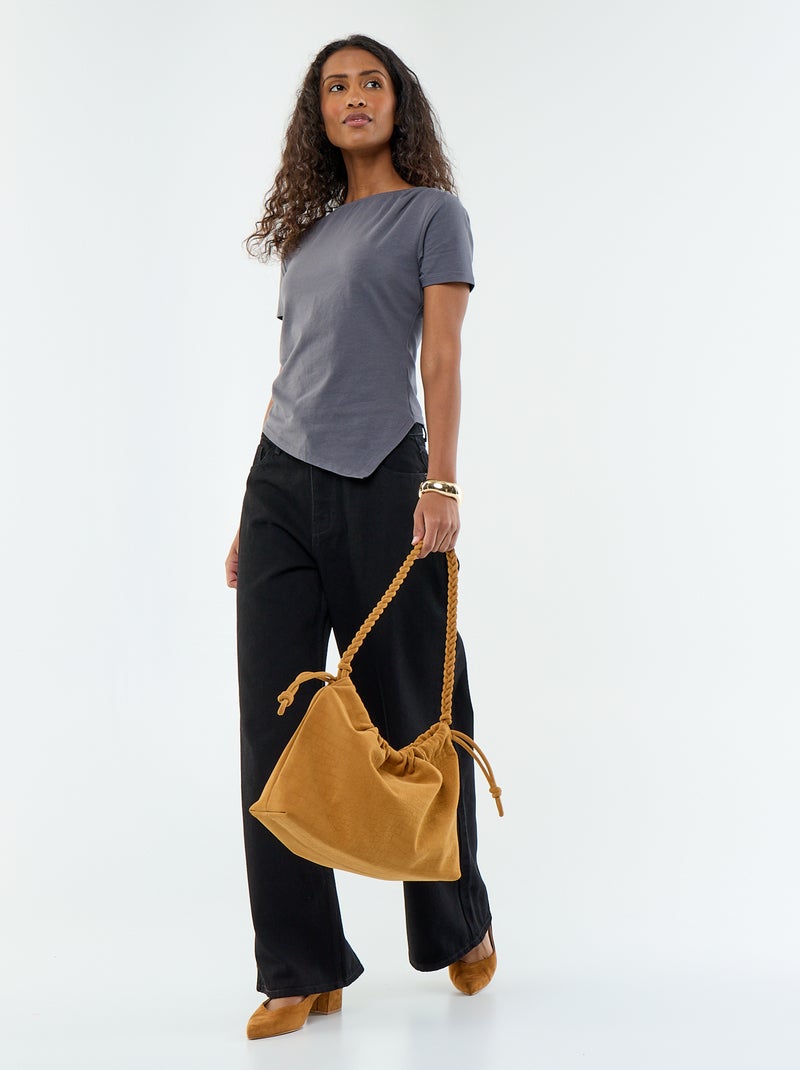 T-shirt manches courtes asymétrique Gris - Kiabi