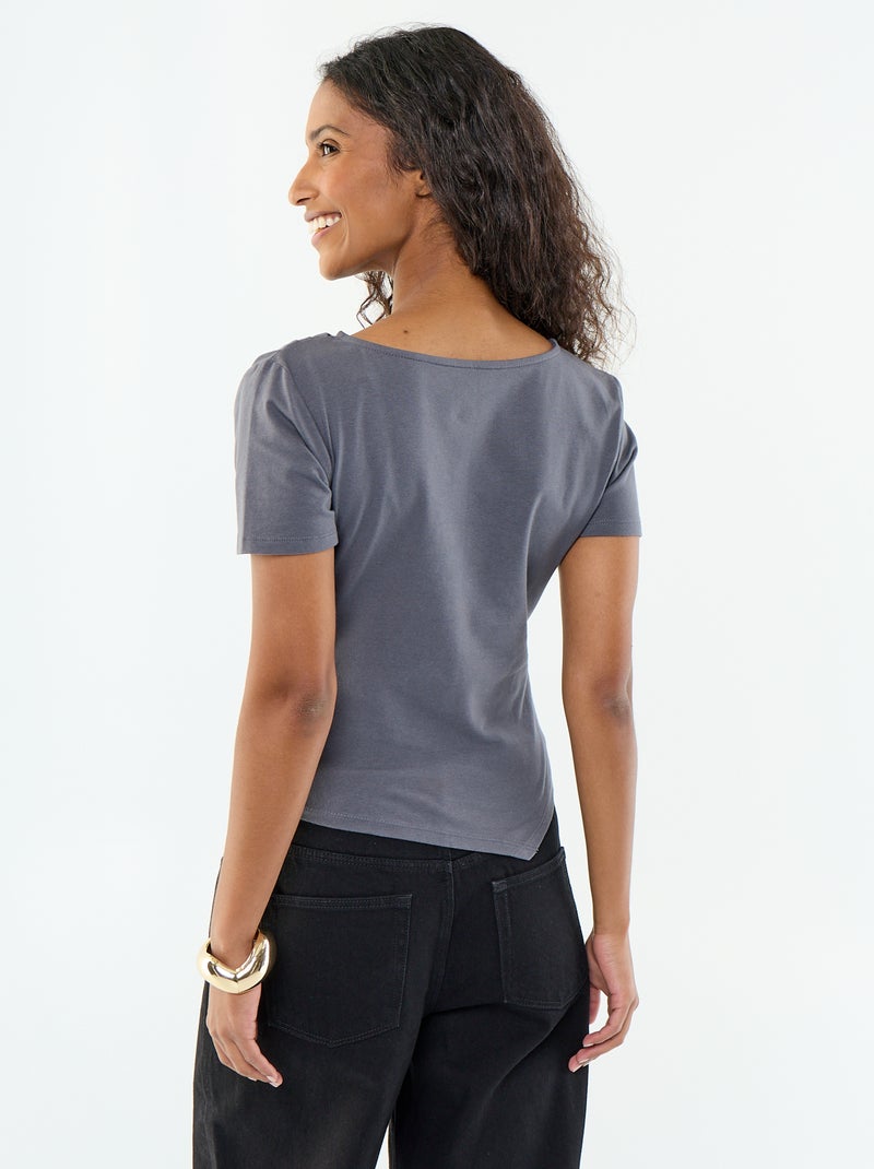 T-shirt manches courtes asymétrique Gris - Kiabi