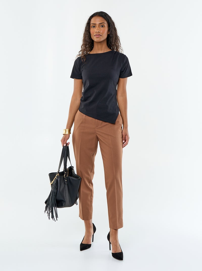 T-shirt manches courtes asymétrique Noir - Kiabi